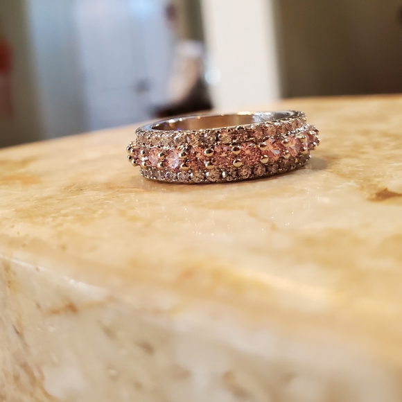 crystal eternity ring with 925 band - Picture 3 of 6
